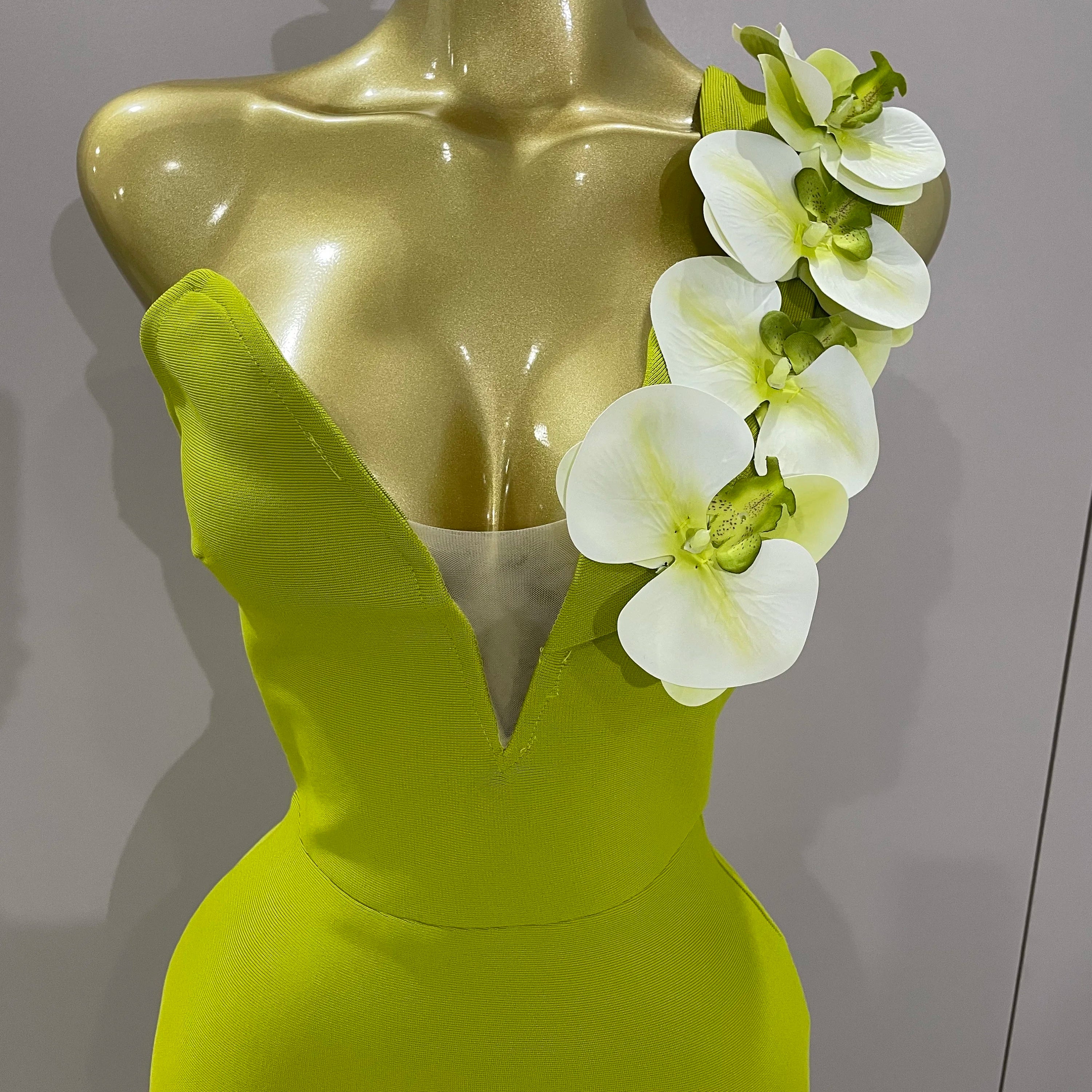 New Designer Bodycon Bandage Luxury Birthday Party Dress Women Elegant V Neck Appliques Maxi Long Celebrity Evening Prom Gowns