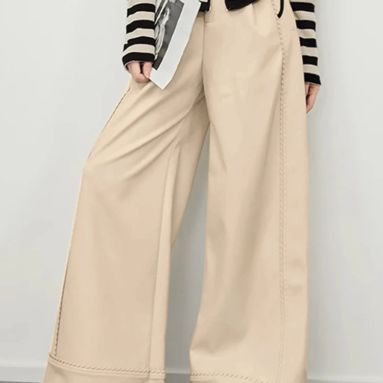 Stretchy Faux Leather Pants Sexy High Waist Pantalon Bell Bottom Flared Long Pant Women Elegant PU Wide Leg Trousers