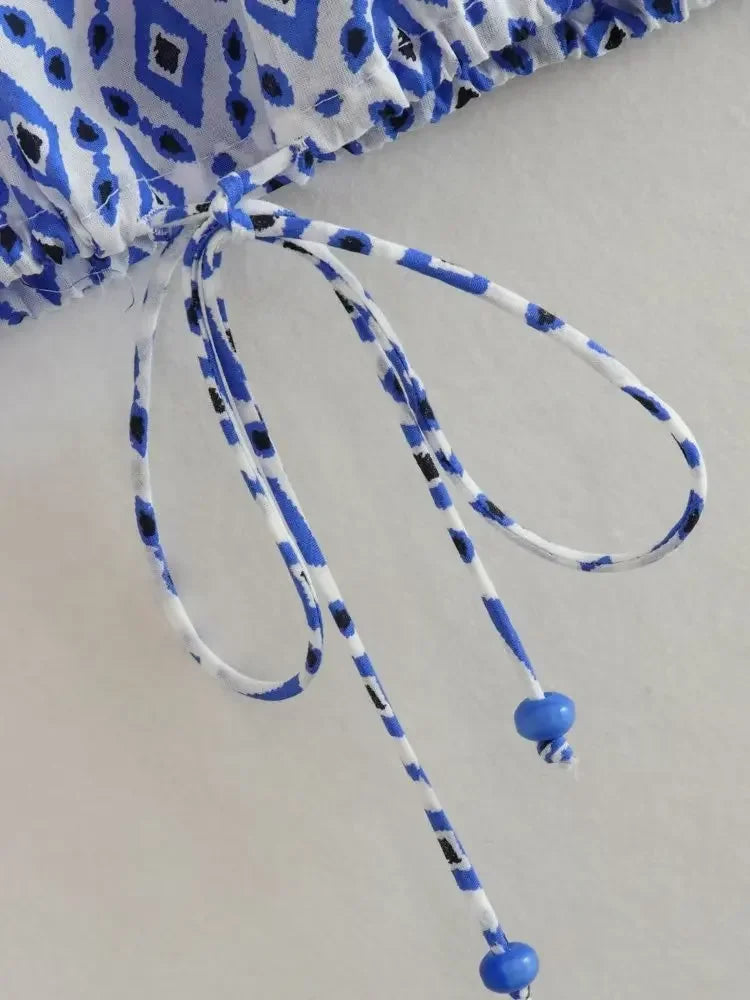 TRAF Women Plaid Print Tops Pants Sets Fashion Summer New Female O-Neck Sleeveless Drawstring Short Top+High Waist Long Trousers