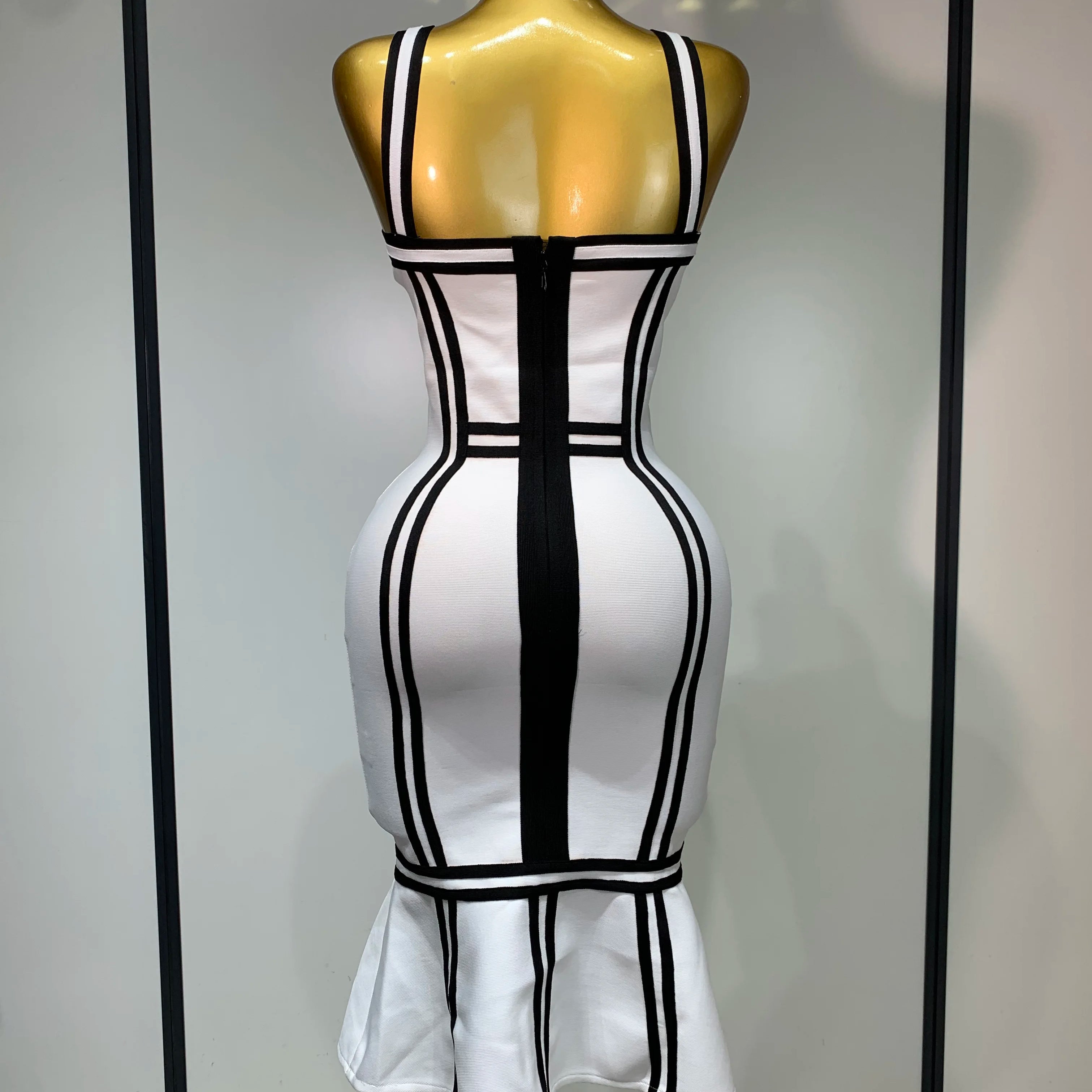 Vestido bandage bodycon feminino sexy sem costas com babados e decote profundo 2025, vestido de celebridade elegante para festa noturna, aniversário de luxo, clube