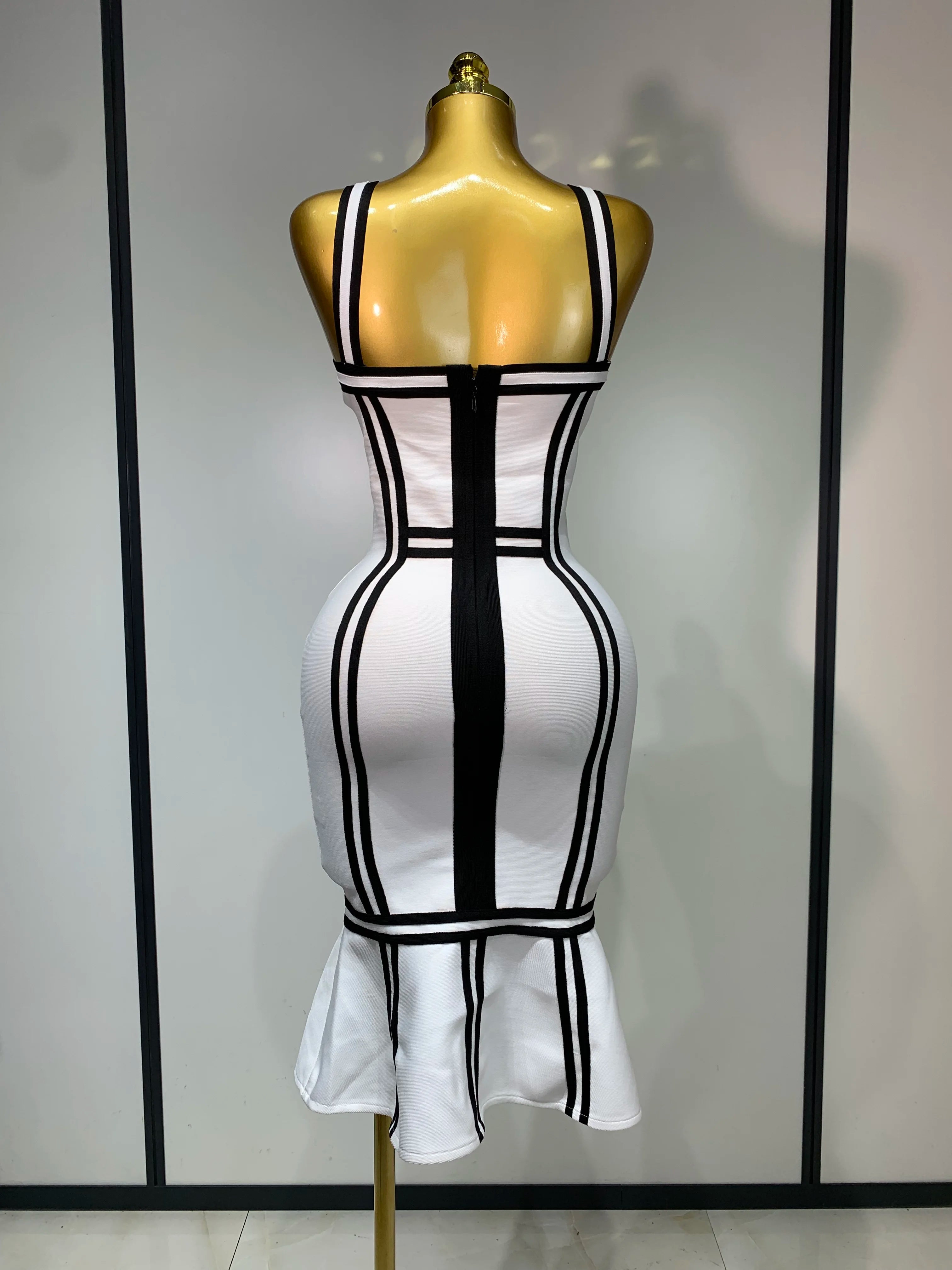 Vestido bandage bodycon feminino sexy sem costas com babados e decote profundo 2025, vestido de celebridade elegante para festa noturna, aniversário de luxo, clube