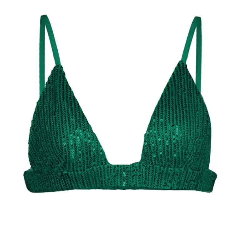 Tossy Sparkly Two-piece Set Party Outfits For Womens Sequin Top Blouse Shirt And Pants Suit Female Luxury Evening Tracksuit New Green Bra