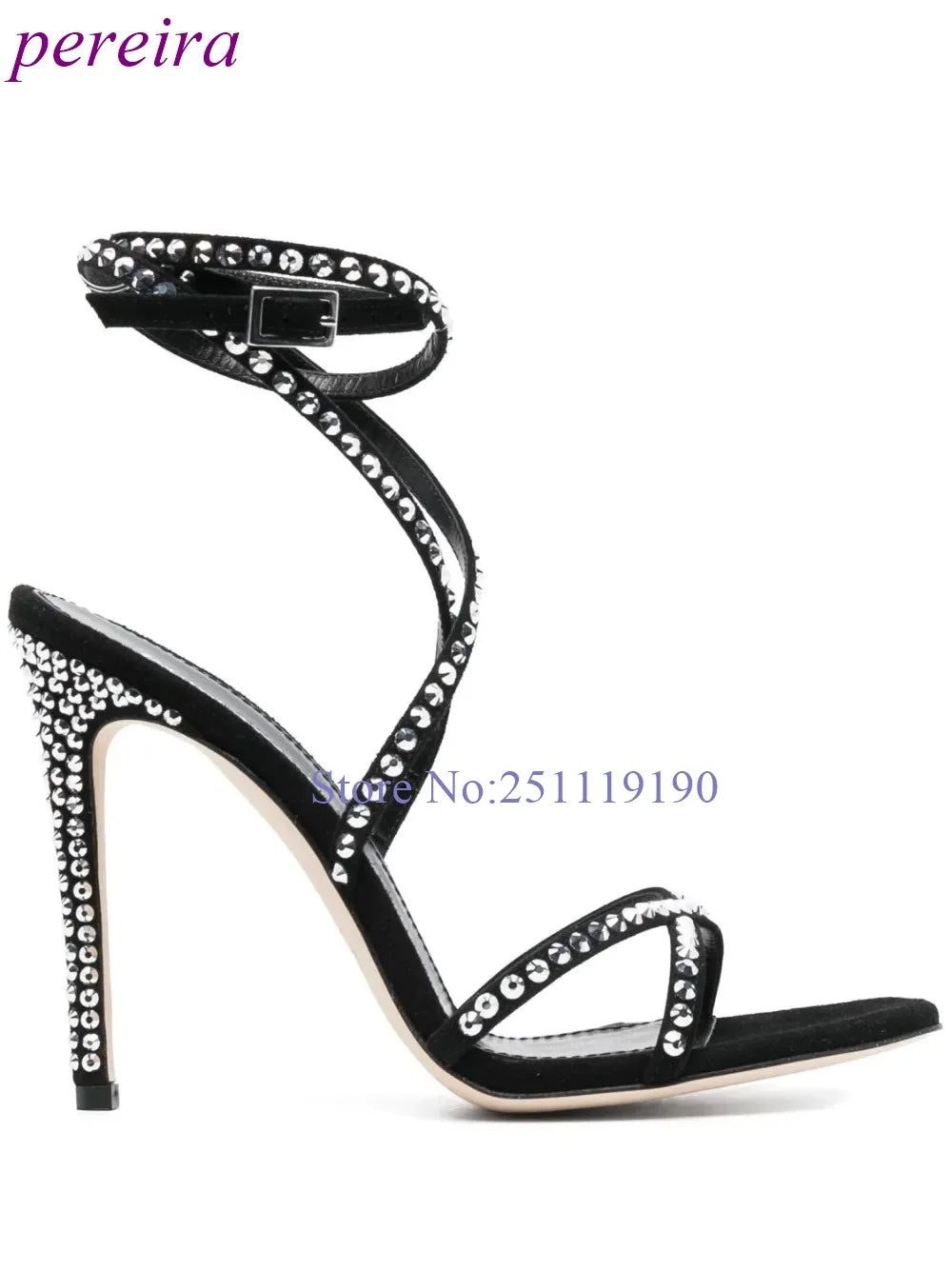 Brown Crystal Heeled Sandals Cross Strap Black High Heels Women Elegant Luxury Designer Shoes Summer 2025 Buckle Strap Sandalias