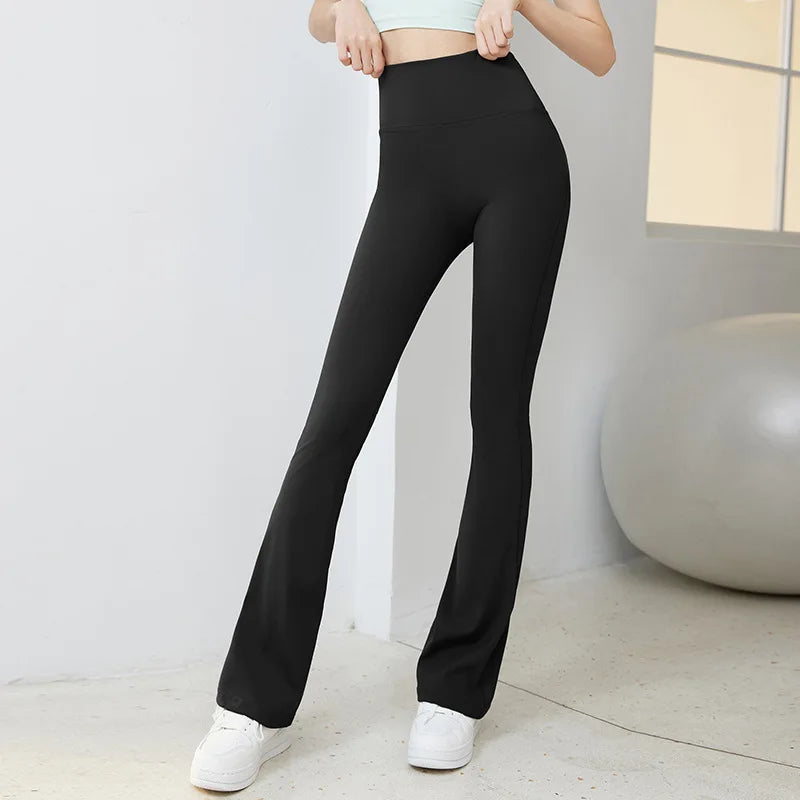Black Yoga Pants Flare Leggings Women High Waist Wide Leg Pans Woman Gym Fitness Sports Flared Legging Latin Dance Trousers 2024