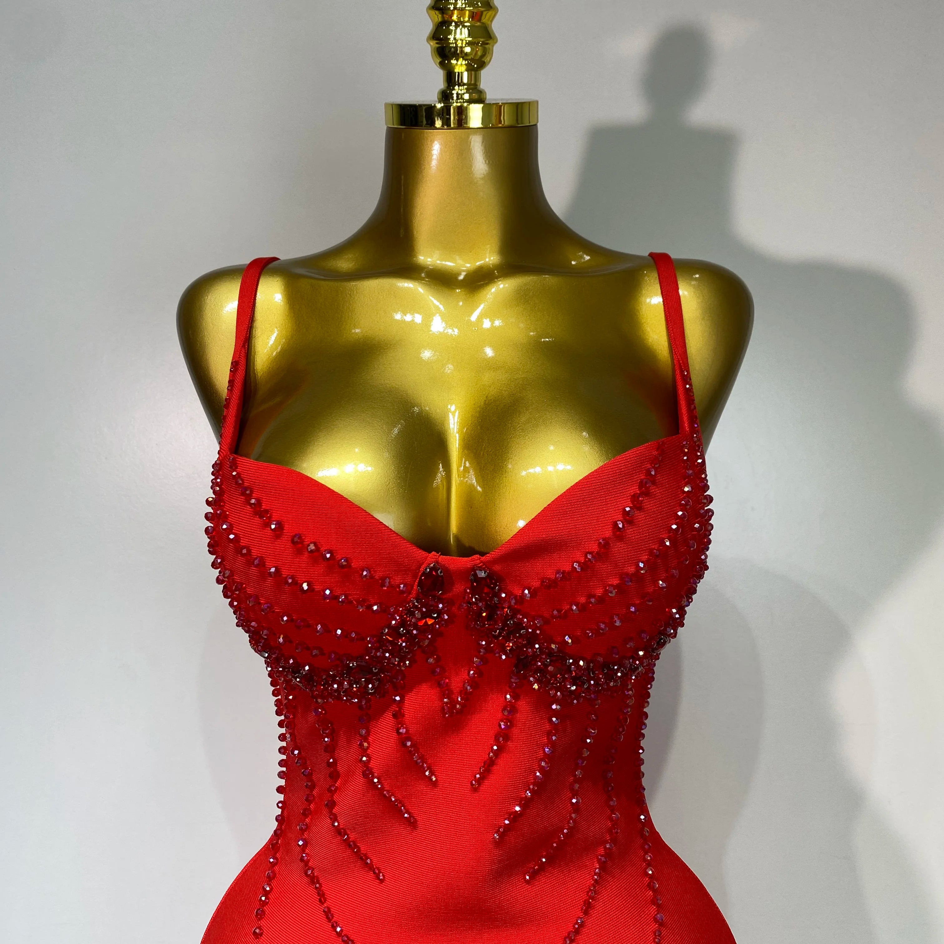 Women Sexy Backless Beading V Neck Bodycon Bandage Dress Club Party Celebrity Elegant Luxury Birthday Dresses Wedding Guest Gown