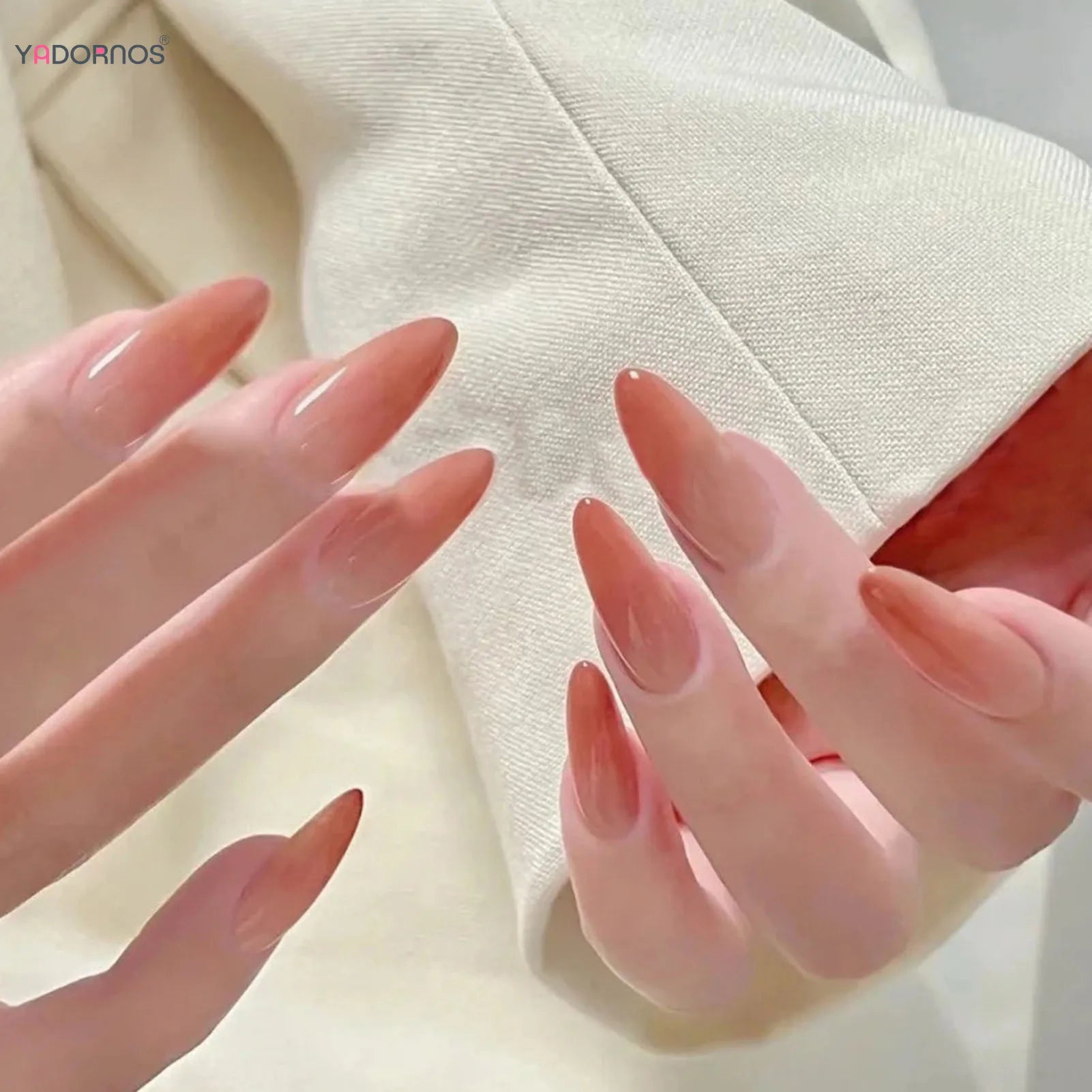 Gradient Orange Color Fake Nails Gentle Women Almond Press On Nails Minimalist Charm Manicure 24Pcs Stick-on False Nails Art