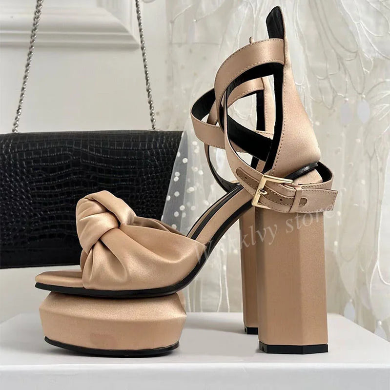 Spring Summer New Platform Sandals Sexy Women's Super High Heel Sandalias Ankle Strap Pumps Thick Soled Party Dance Shoes 2023