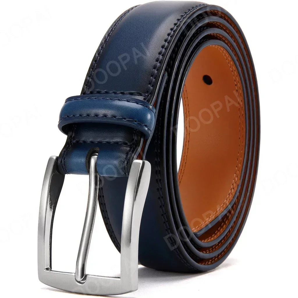 Men Belts High Quality Genuine Leather LONG Large Pin Buckle Metal Automatic Buckle Male Belts Strap Male 35ZK95-BE
