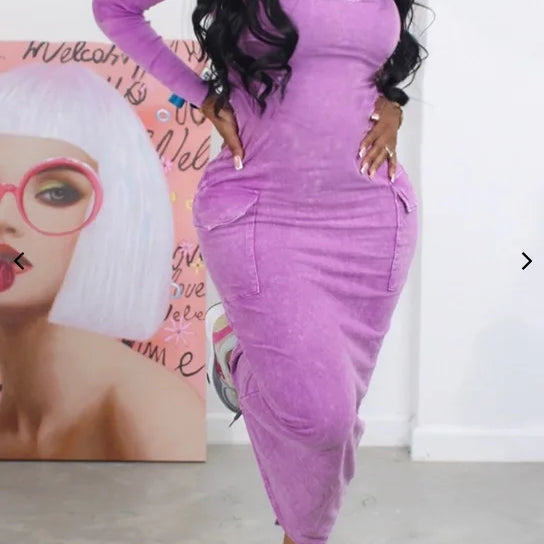 CM.YAYA Girl Print Long Sleeve Women Dress Pocket 2024 Spring Square Collar Bodycon Vestidos Boho Night Club Long Maxi Dresses