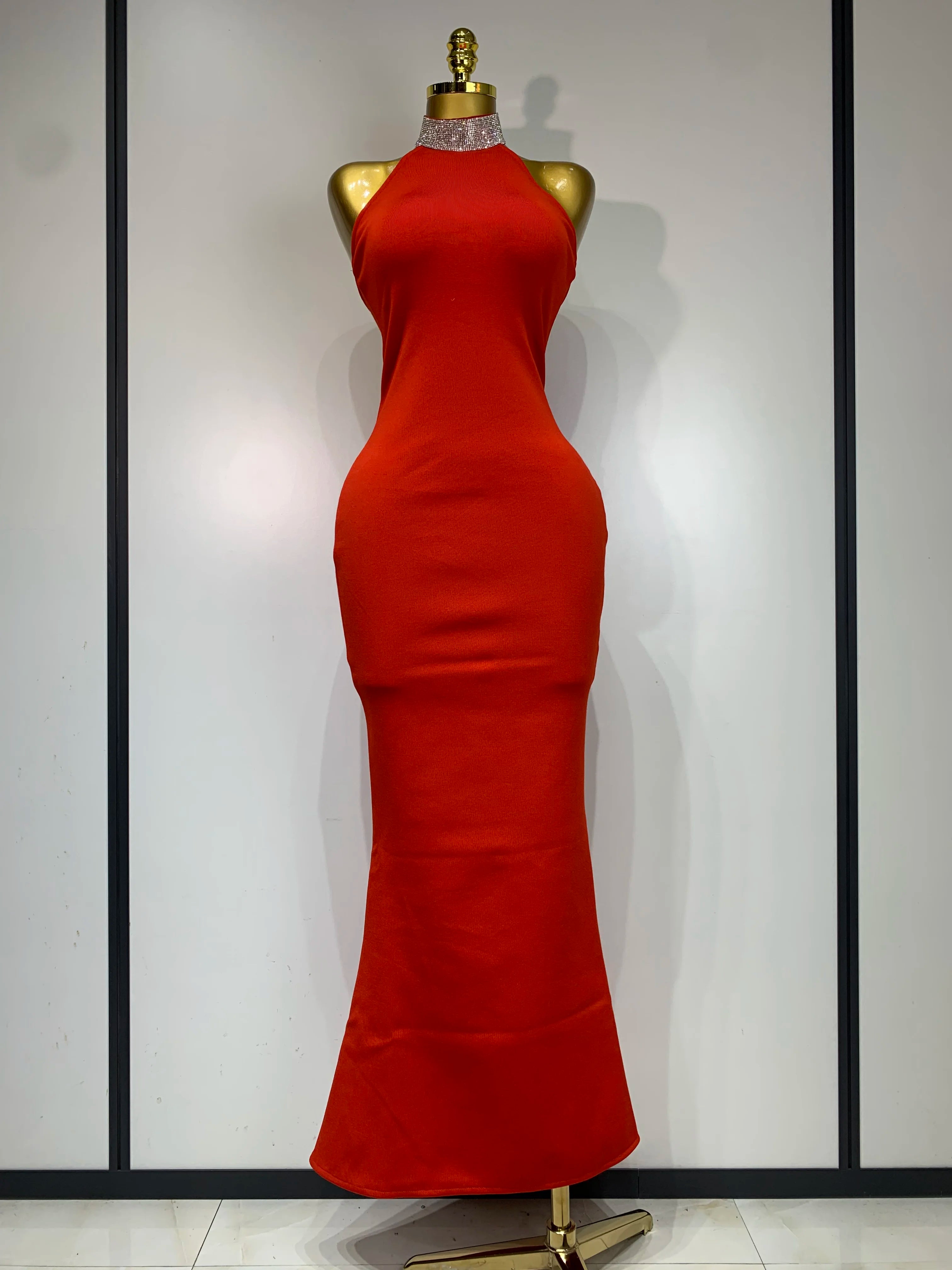 Luxury Birthday Bandage Dress Women 2025 Elegant Red Halter Backless Celebrity Evening Party Wedding Gowns Club Gala Dresses