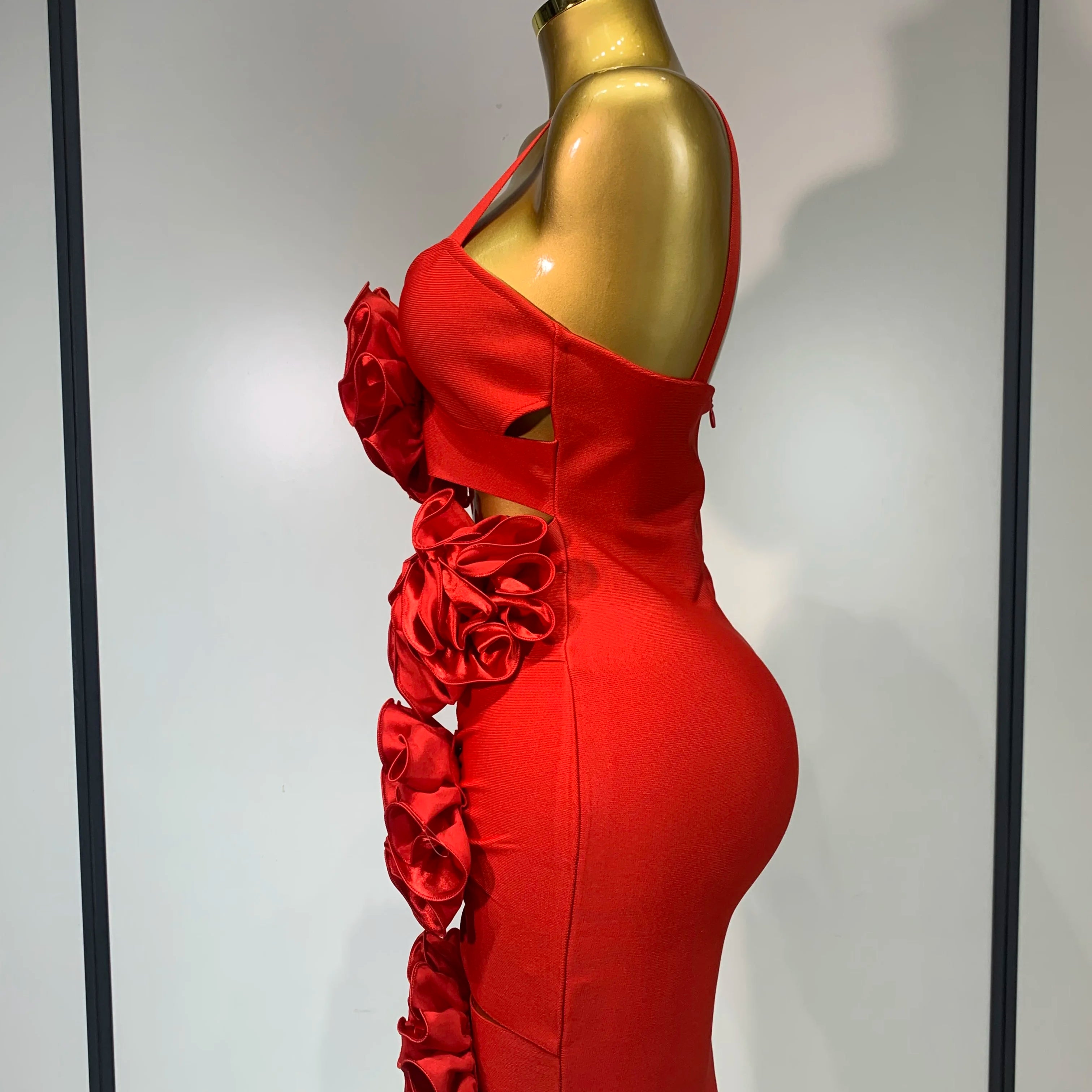 Women Sexy Cut Out Bodycon Flower Mini Dress Women Red Backless Dress Nightclub Celebrity Elegant Evening Party Birthday Dress