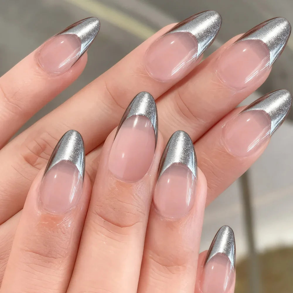 30Pcs White/Black/Red French False Nails Women Daily Charm Manicure Nude Color Almond Press On Nails Wearable Fake Nails Art