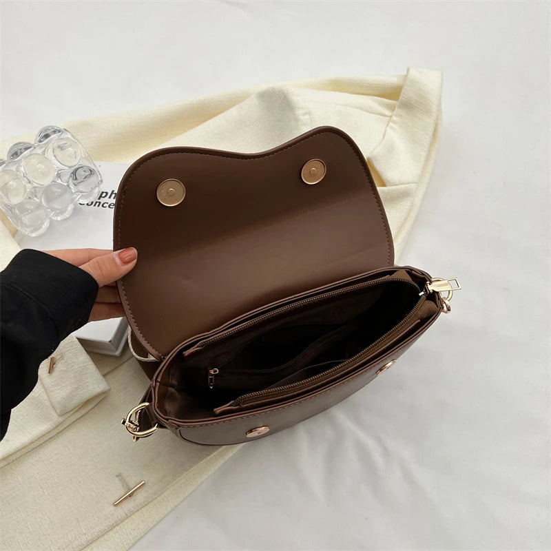 Small Leather Saddle Armpit Bags for Women Summer Chain Shoulder Crossbody Bag Ladies Vintage Underarm Handbags bolsa