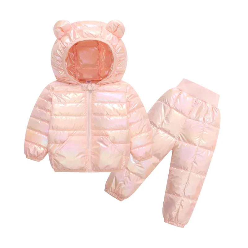 Winter Children Clothing Sets Baby Boy Warm Hooded Down Jackets Pants Clothing Sets Baby Girls Boys Snowsuit Coats Ski Suit