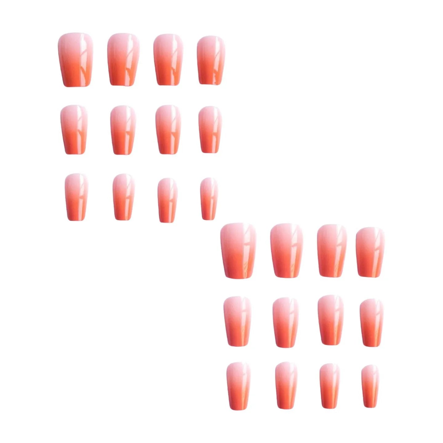 Gradient Color Press On Nails 24Pcs Medium-length Coffin Fake Nails Ballet Nude Color Charm Manicure Stick-on Nail Supplies