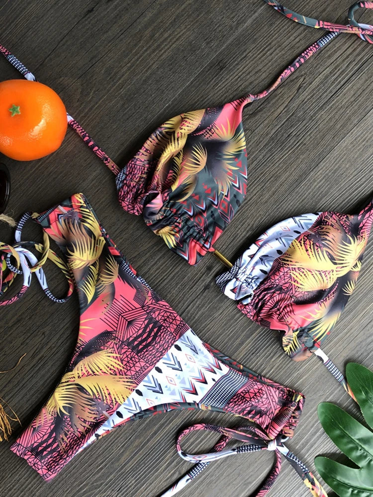 Micro Bikini 2023 Sexy Women Swimsuit Female Rib Bikini Set Push Up Women Swimwear Brazilian Swimming Suit Bathing Suit QS02