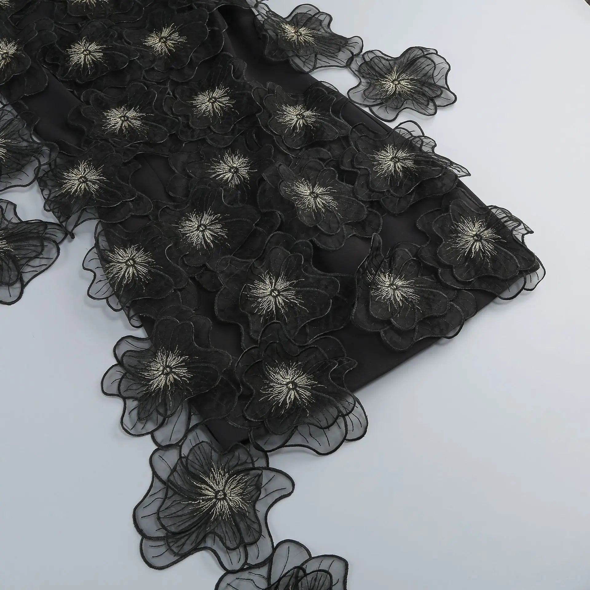 Black Color Women Sleeveless 3D Florals Bodycon Mini Draped Dress Cute Girls' Birthday Party Fashion Cocktail Dress Vestido