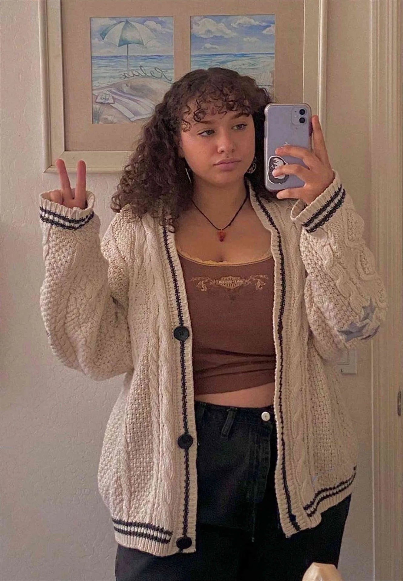 Women's Comfortable Autumn and Winter Knitted Embroidered Cardigan Temperament Age Reduction Loose Casual Sweater Coat