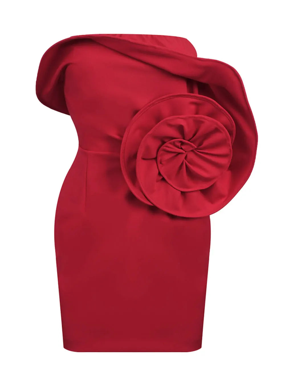 2024 Sexy Women 3D Flower Design Christmas Dress Strapless Sleeveless Bodycon Bareback Mini Dress Cocktail Evening Party Vestido