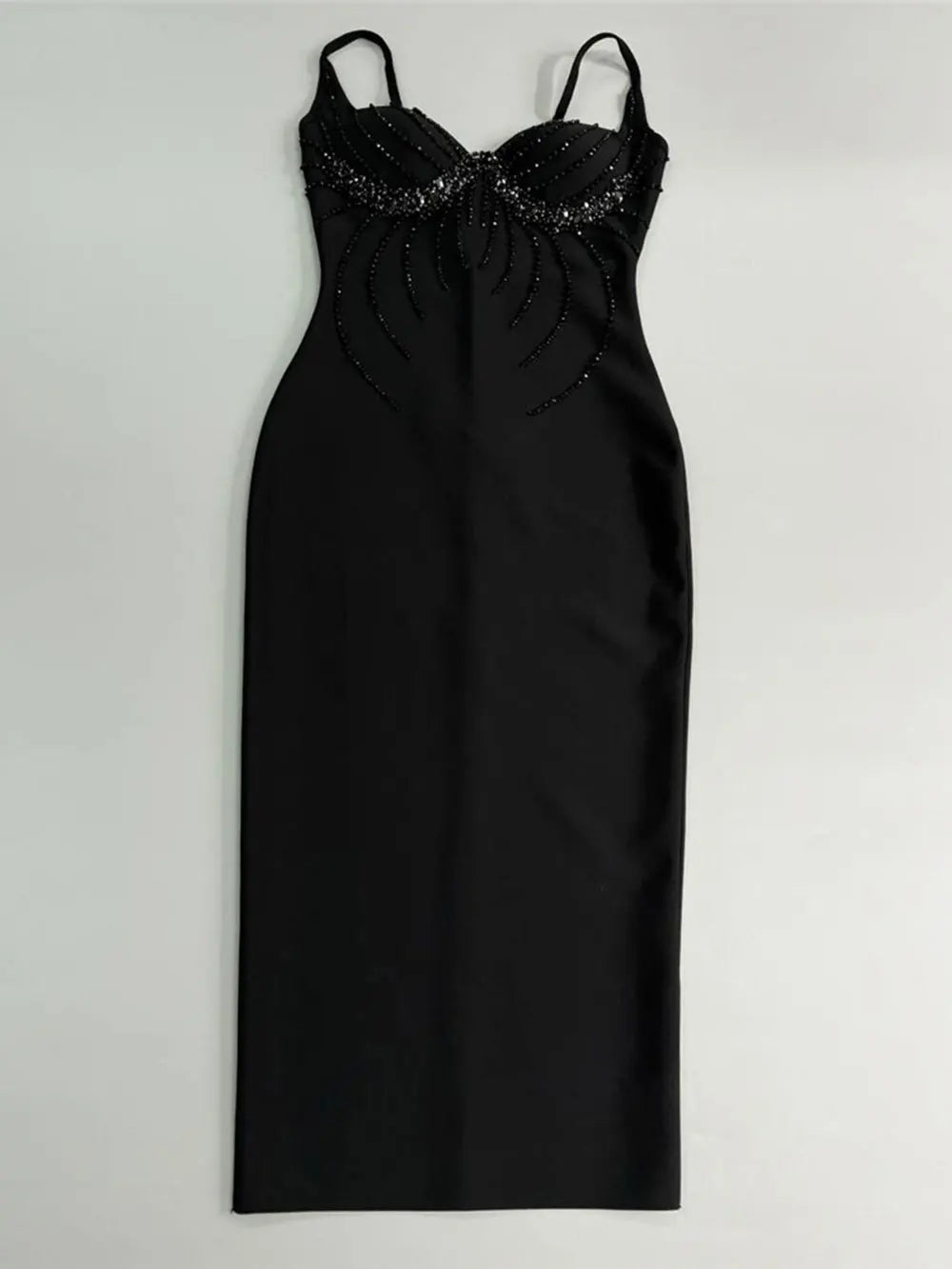 2025 Sexy Women Three-Dimensional Rhinestone Design Bandage Dress Spaghetti Strap Sleeveless Bodycon Backless Midi Dress Vestido