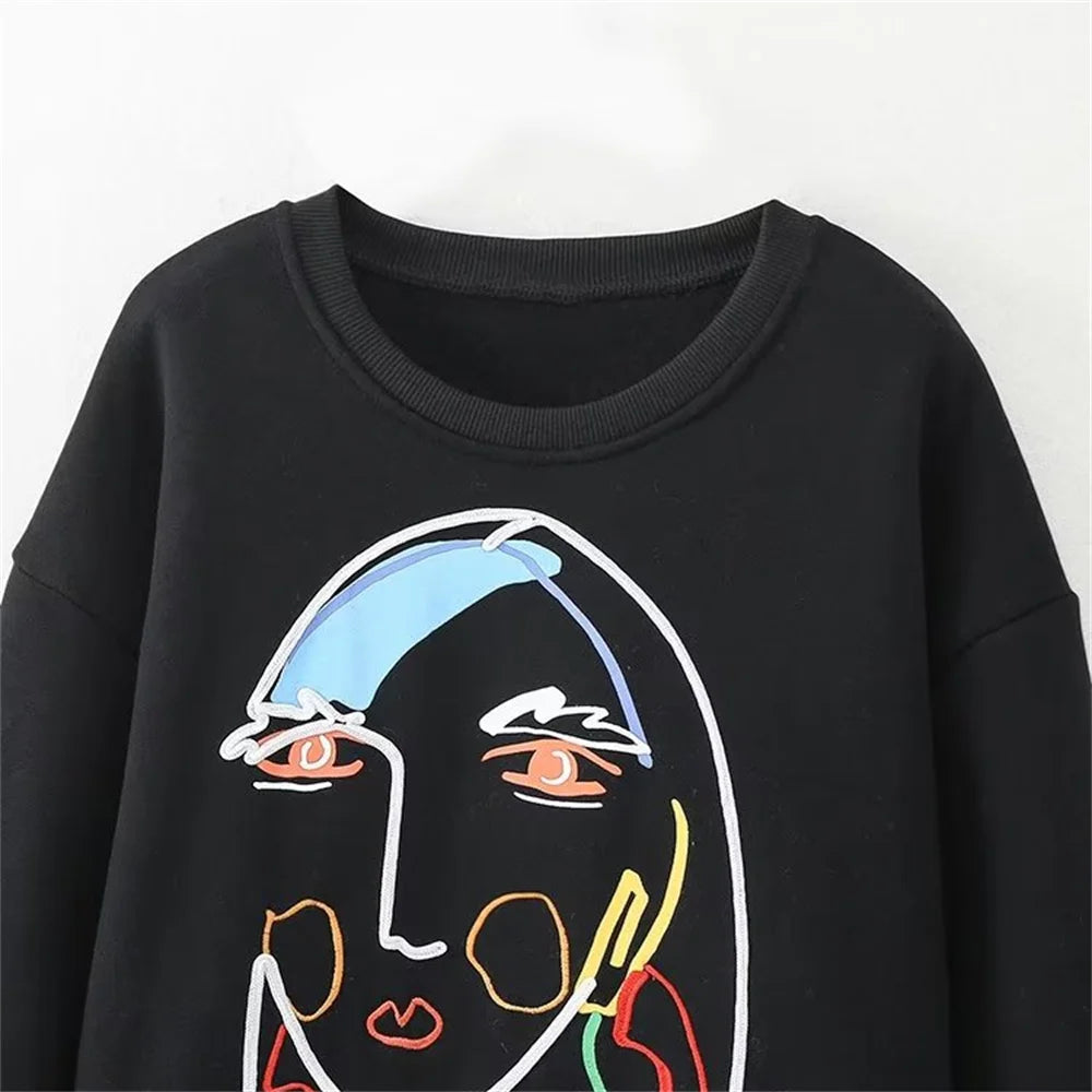 Autumn/Winter Women's New Fashion Casual Embroidery Girls' Pattern Sweater