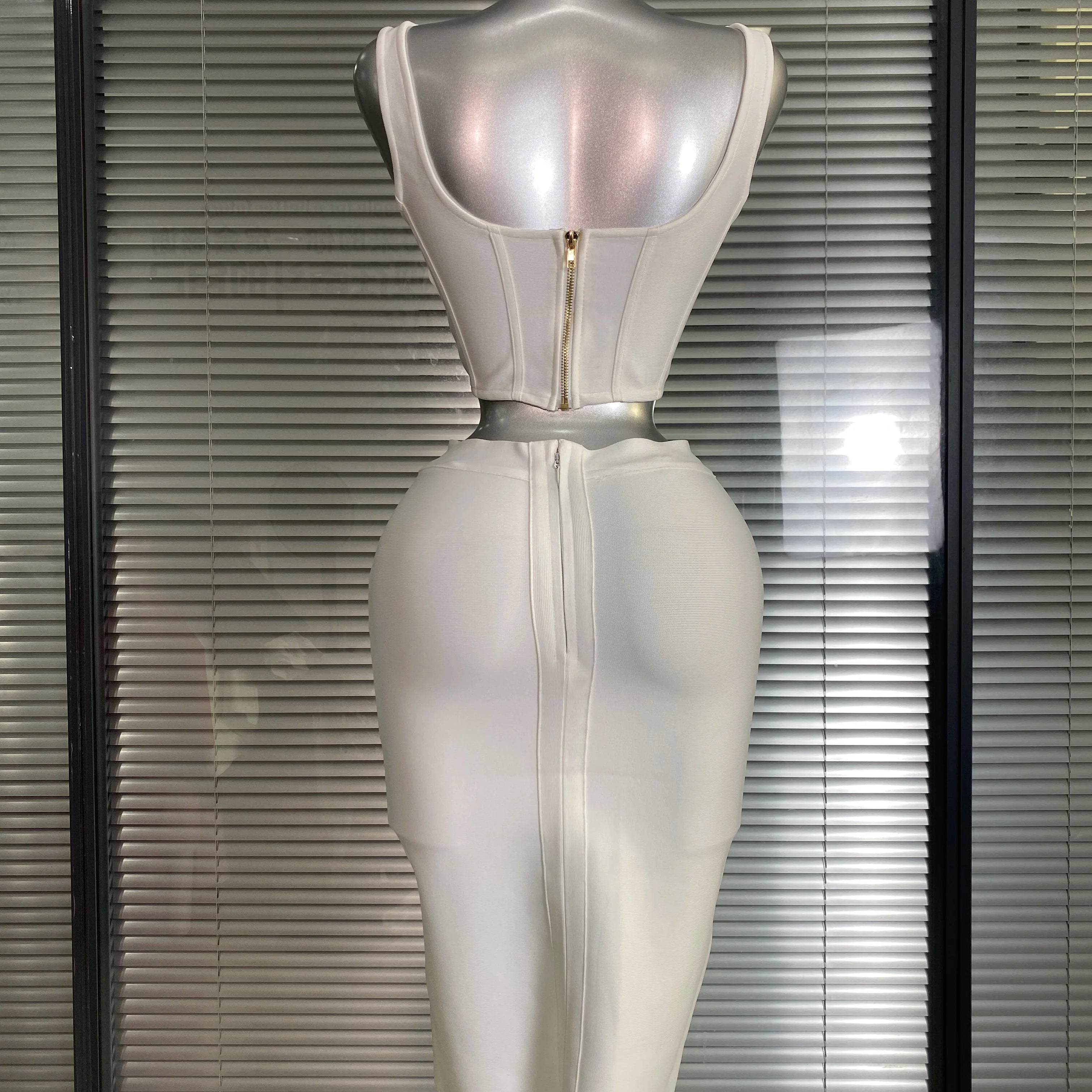 Summer New 2025 Women Sexy Flower White Black Mini Bandage Two Piece Set Celebrity Evening Party Skirt Suits