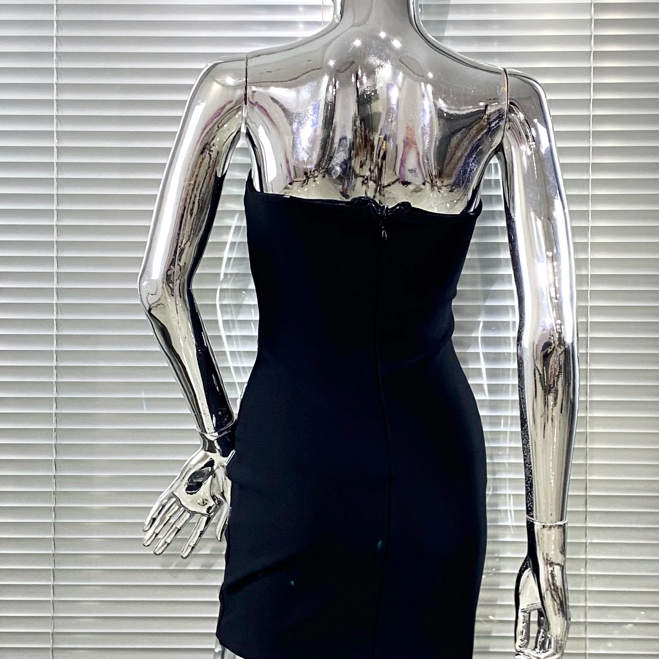 Luxury Woman Bandag Dress Sparkling Diamonds Strapless Black Mini Dress Celebrity Birthday Party Vestido Music Festival Outfit