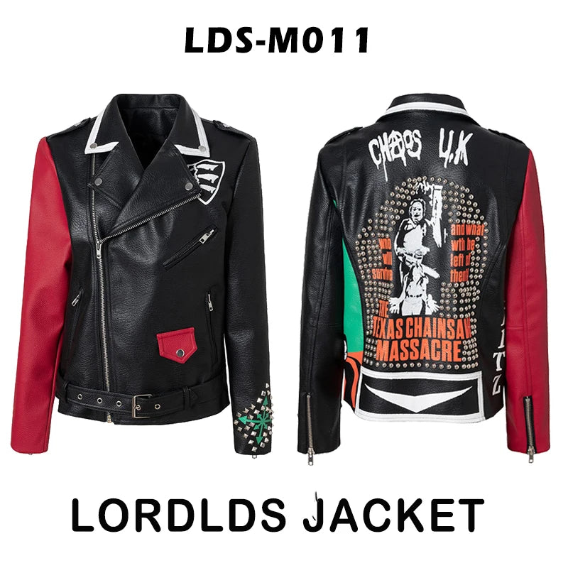 Men Leather Jacket 2024 Fashion Motorcycle Style Studded Punk Rock Cool Zipper Streetwear Biker Coats LDS-M011