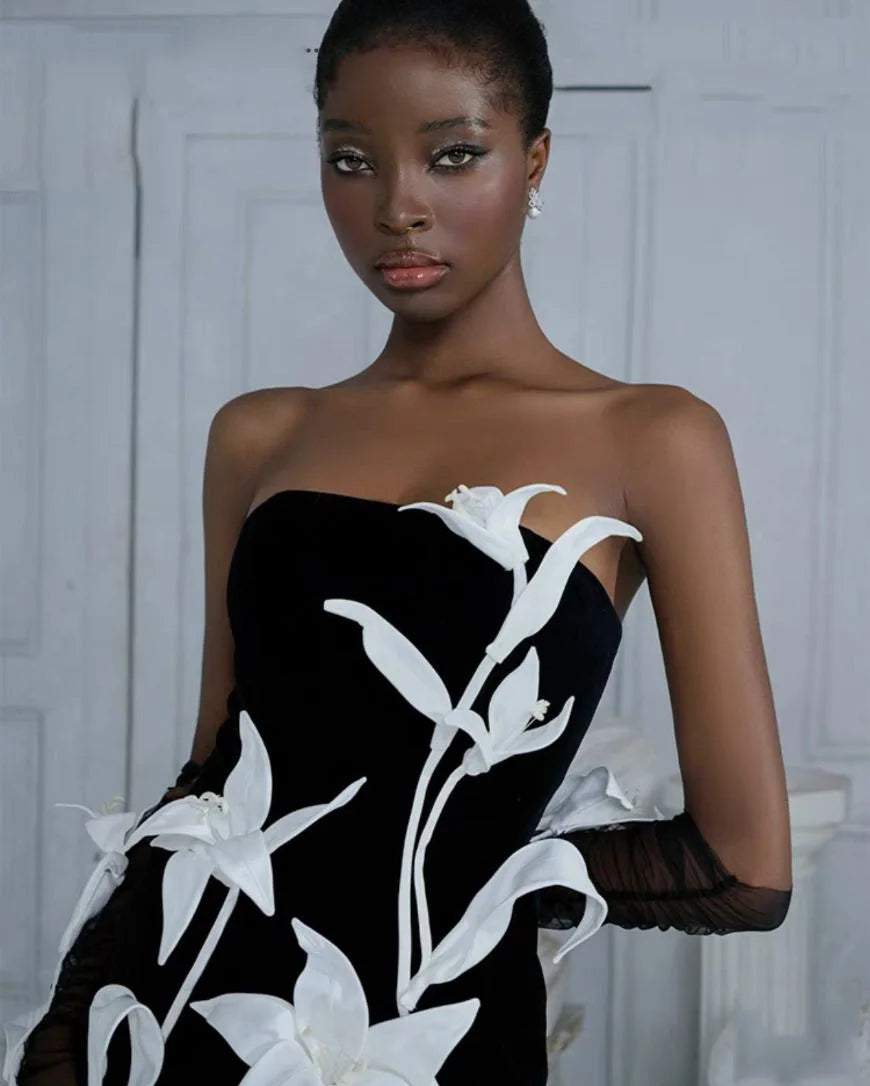 Top Quality Women Sexy Strapless Bodycon Mini Bandage Dress Florals Celebrate Evening Party Birthday Dress Vestido