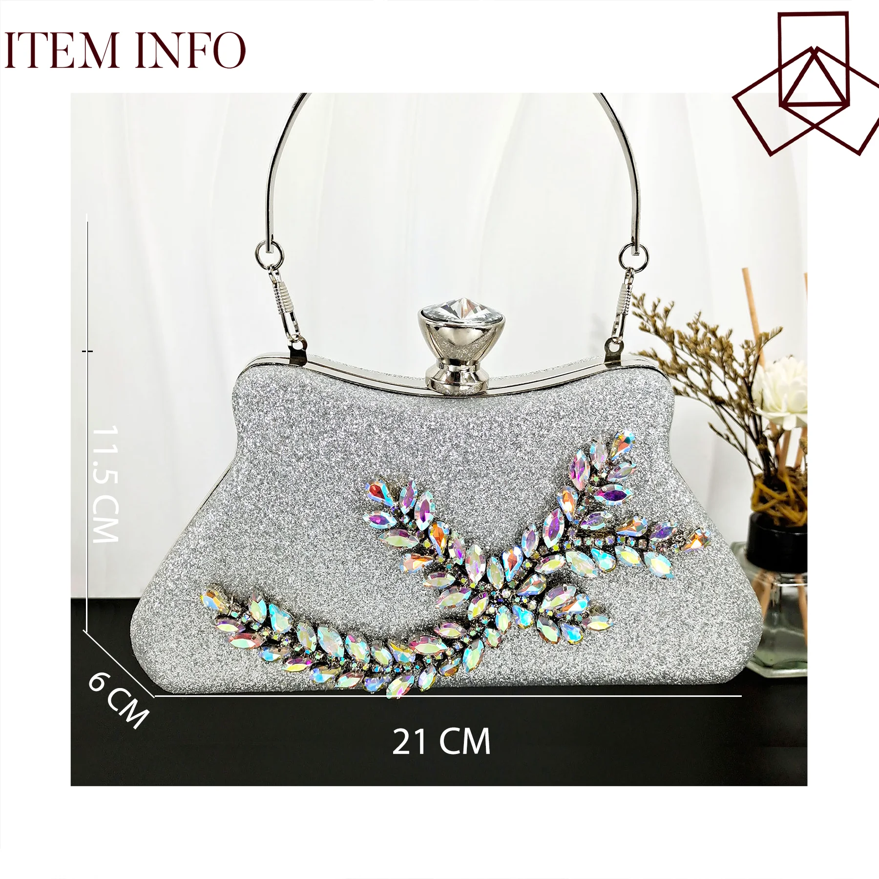 Party Bag With Diamond Design Fashion Ladies Bag Rhinestone Embellished Long Chain Shoulder Bag As Picture 5 (20cm<Max Length<30cm)