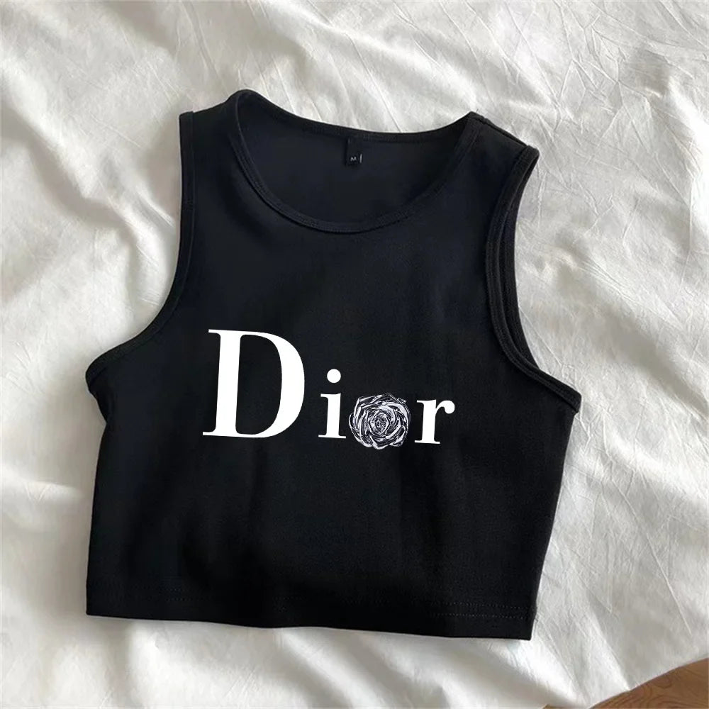 Summer new women's vest with fashionable printed style design, a must-have vest for casual and cool summer black-W