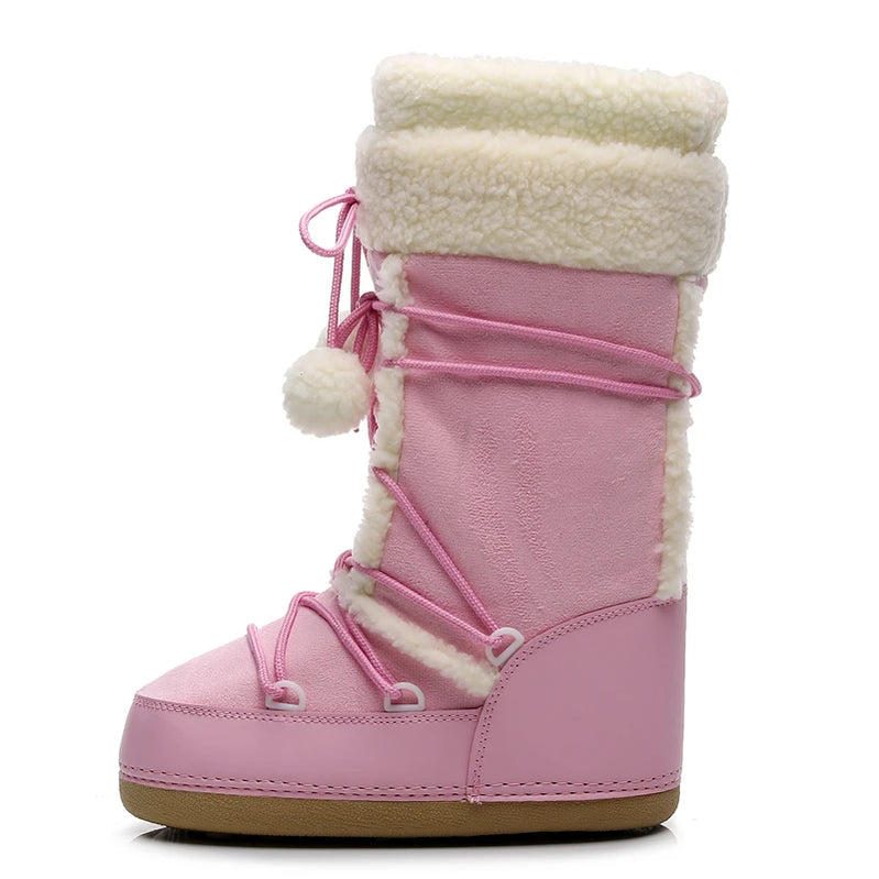 Women's Winter Boots 2023 Women Snow Boots Cold-proof Warm Mid-calf Pink Space Boots Slip-resistant Cotton Woman Winter Shoes
