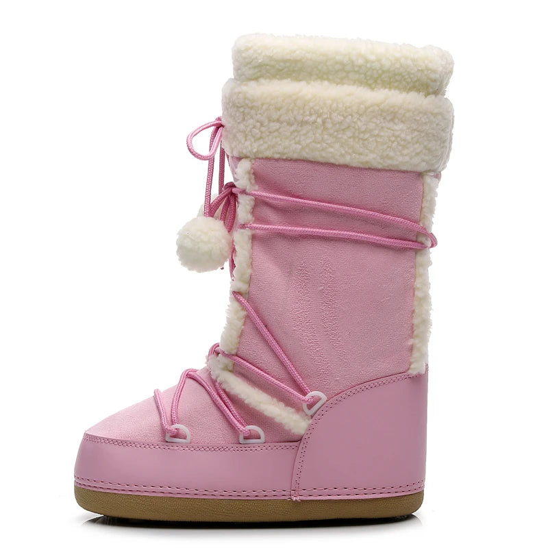 Women's Winter Boots 2023 Women Snow Boots Cold-proof Warm Mid-calf Pink Space Boots Slip-resistant Cotton Woman Winter Shoes