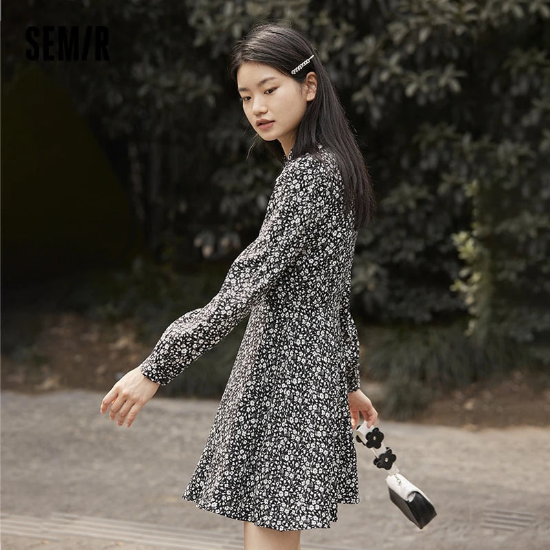 Dress Women Lace Hollow Floral Winter New Romantic Retro Temperament Chiffon Dress