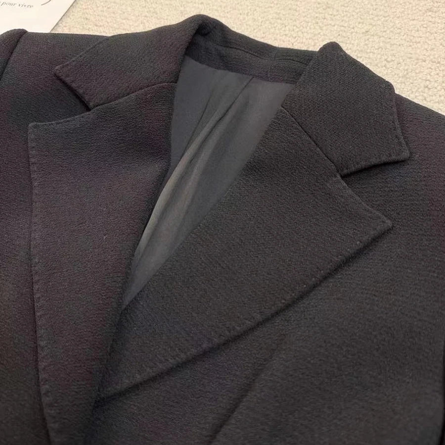 TWOTWINSTYLE Solid Slimming Jackets for Women Lapel Long Sleeves Patchwork Irrgular Button Temperament Jacket Female Fashion New