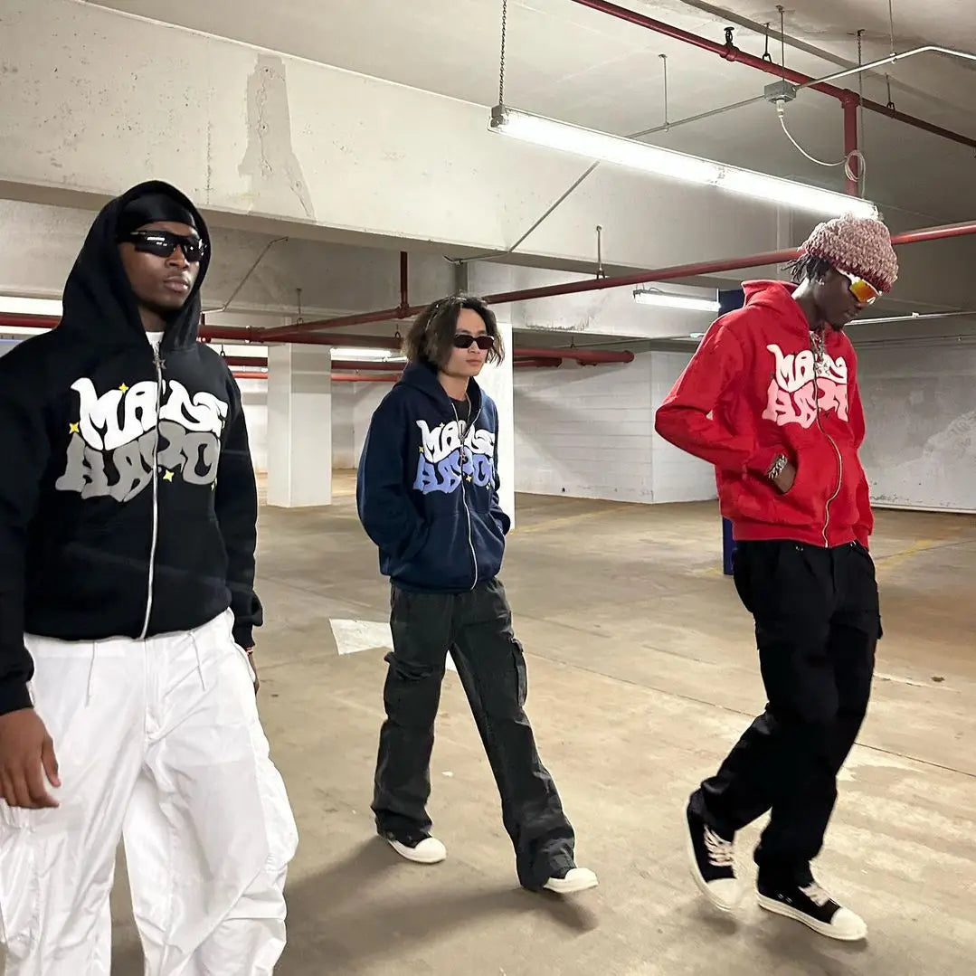 New Halloween Street Plus Loose Pink Printed Zipper Hoodie Hip Hop Fashion Friends Party Dress Y2K Clothes