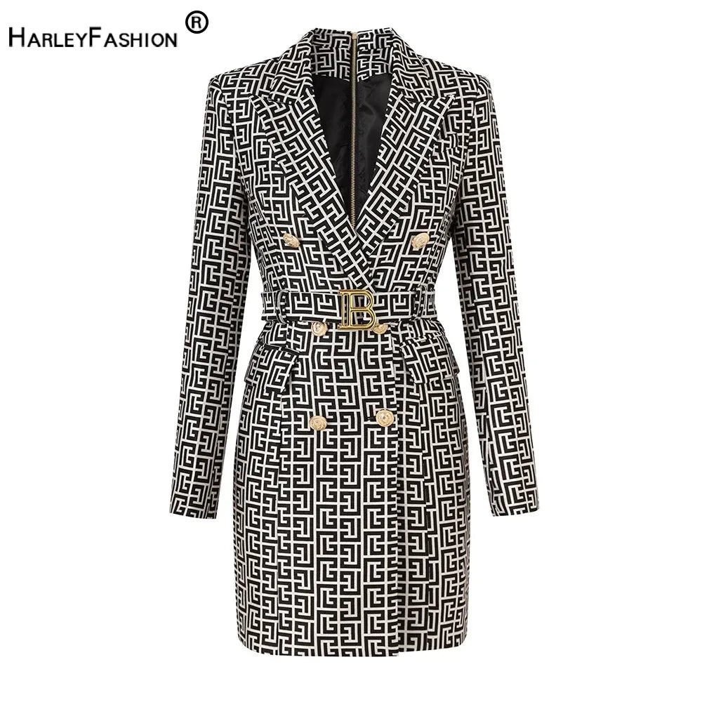 Robe Blazer de bureau élégante pour femmes, nouvelle fabrication, motif géométrique, à la mode, automne hiver 