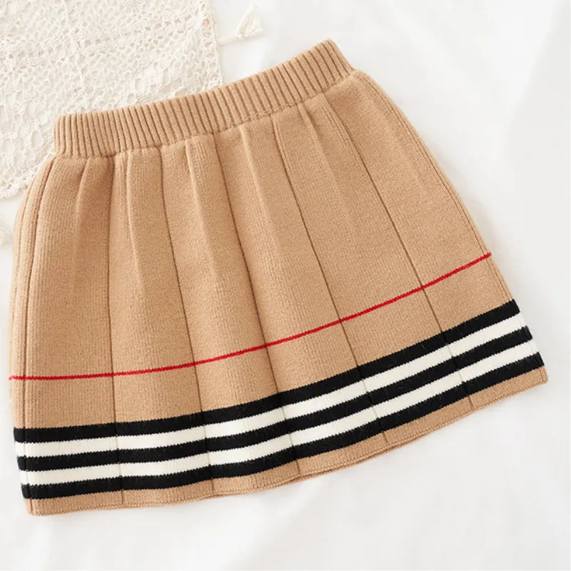 Spring Autumn Girls Knitted 2 Pieces Suit Top+skirt Fall Sets for Children Girls Clothing Kids Clothes