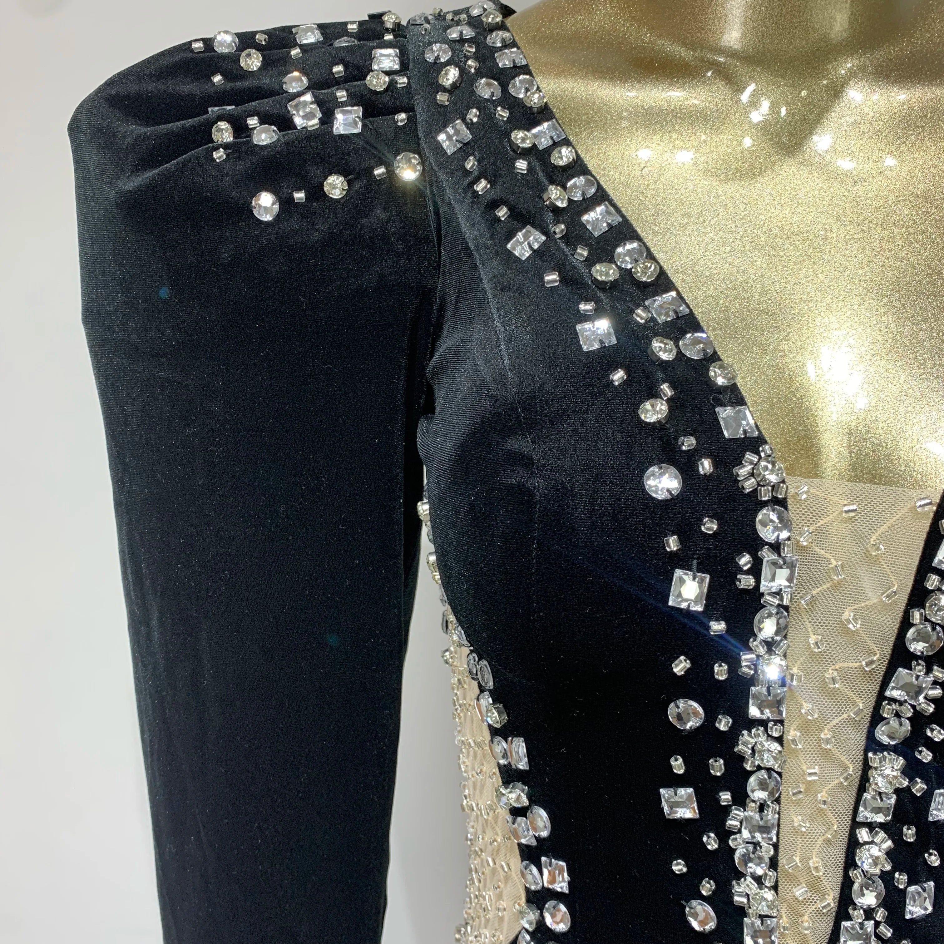 Women Winter  Sexy One Shoulder Long Sleeve Beading Diamonds Maxi Long Gowns Dress Elegant Celebrity Evening Party Club Dress