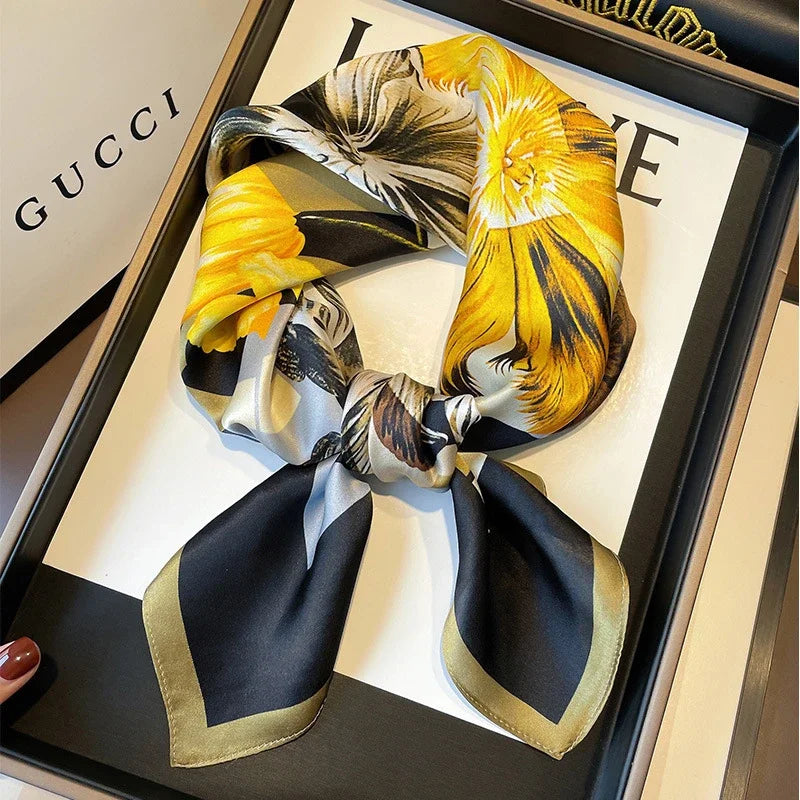 Square 100% Real Silk Scarf Women Bufanda Shawls Wraps for Lady Neckerchief Natural Foulard Femme Bandana Scarves Pashmina 2023 18204 68x68cm