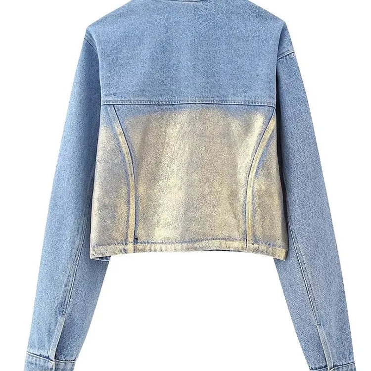 Tie Dye Fashion Denim Jackets For Women Lapel Long Sleeve Single Breasted Cropped Coat Women's Jacket Streetwear Coats Y2k Tops