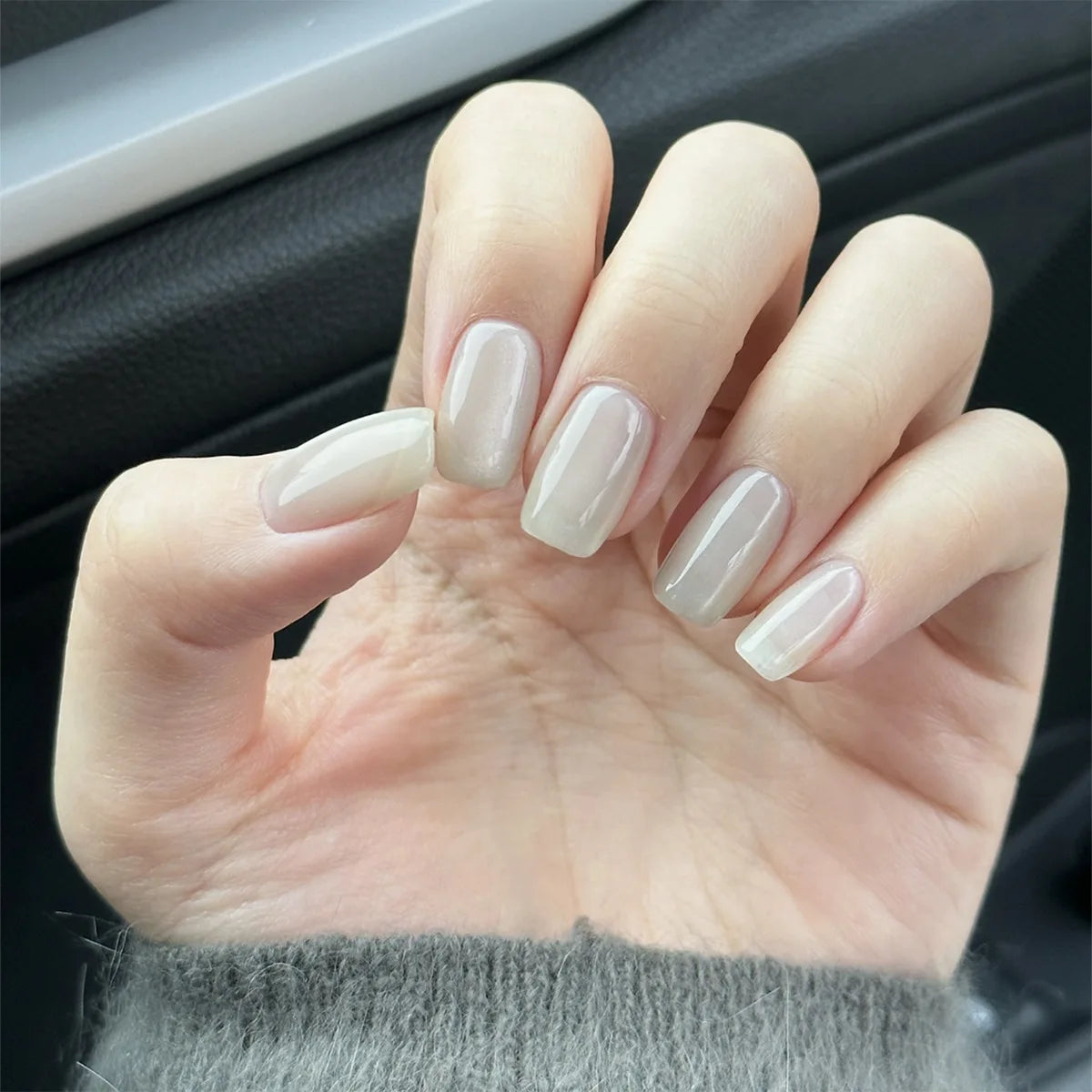 24pcs/set short square fake nails cat eyes glitter pink green purple yellow nude nail tips faux ongles press on false nail art