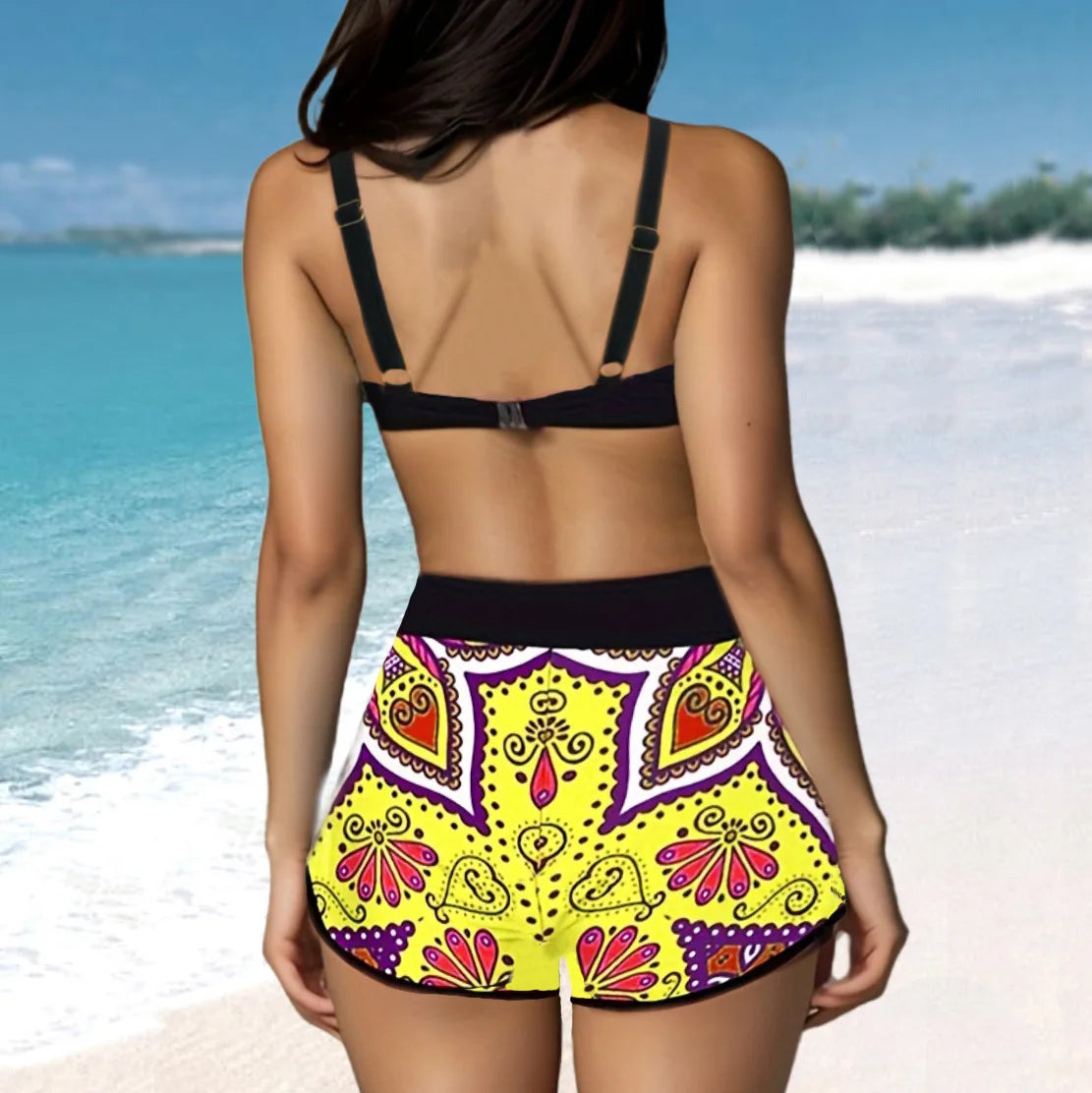 Plus Size Bikini Set 2-Piece Swimsuit Swimwear Women Sexy Swimming Suit Beachwear Bathing Suit Summer High Waist Monokini