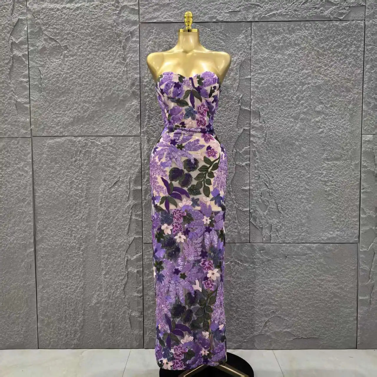 High Quality Women Sexy Strapless Embroidery Bodycon Long Dress Celebrate Evening Party Vacation Girls' Birthday Outfit