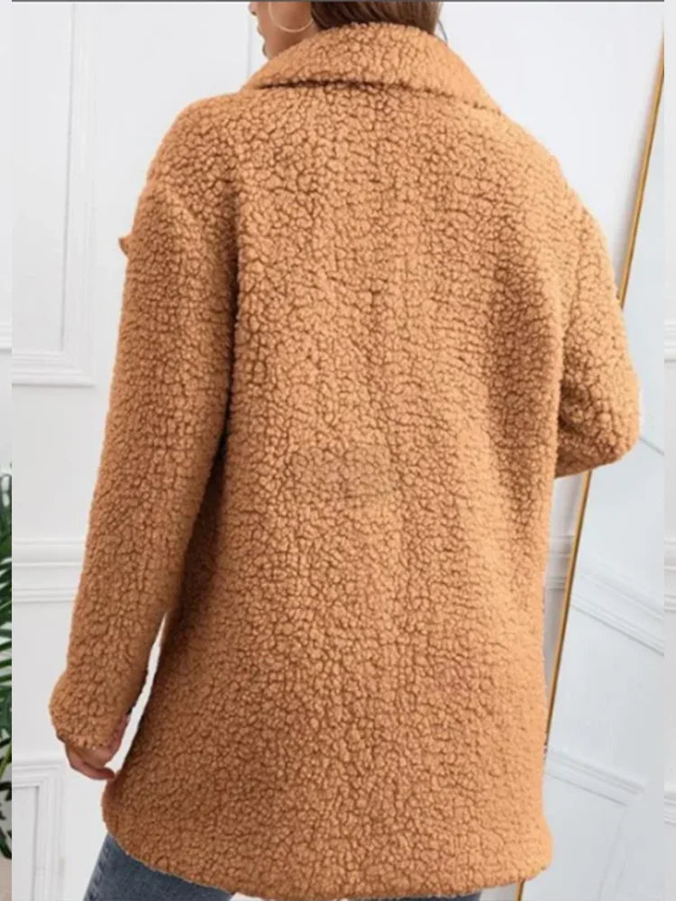 Coat for Women Harajuku Streetwear Double Breasted Pockets Long Jacket Casual Vintage Lapel Collar Autumn Outerwear