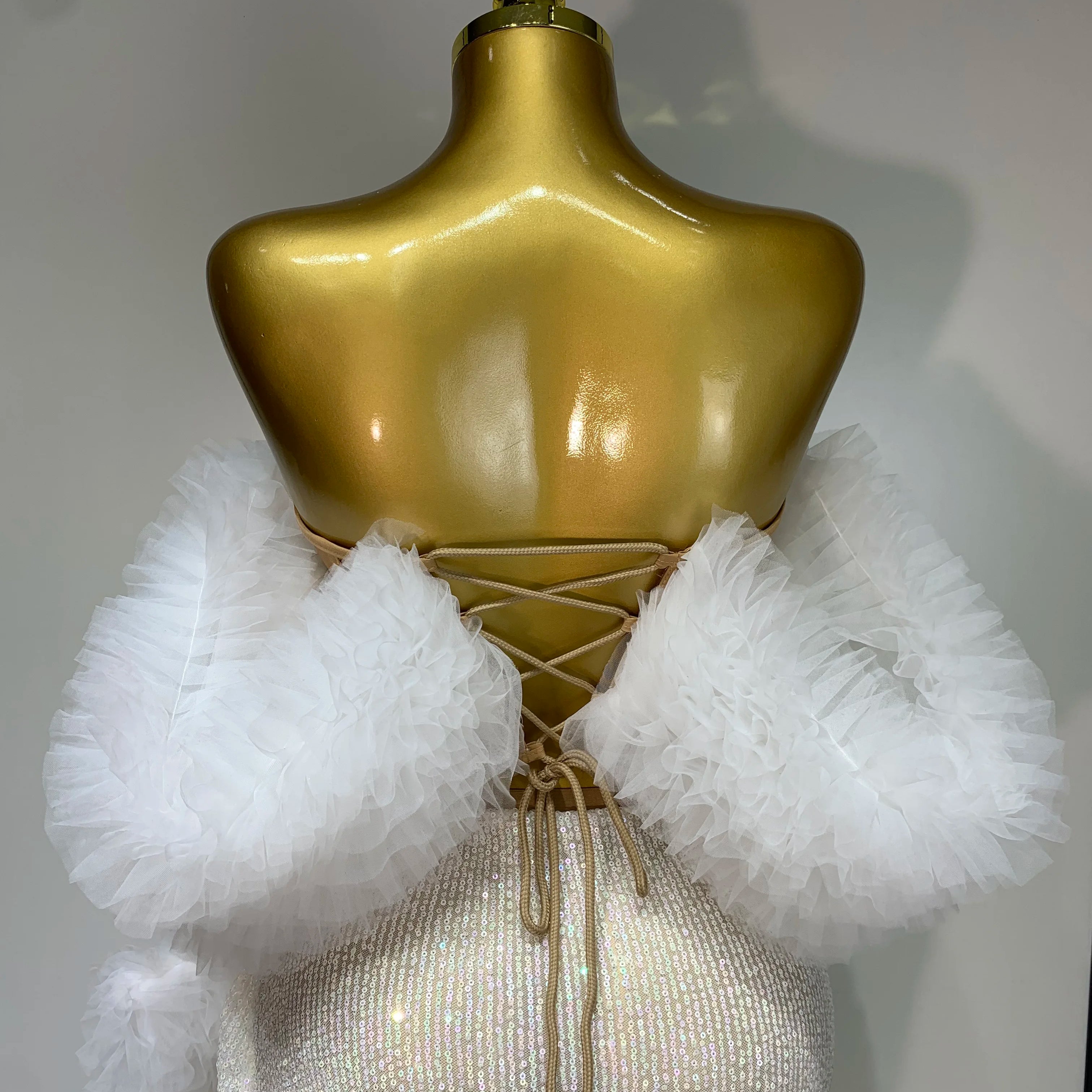 Women Elegant Sparkly Sequins Top Long Skirt Two Pieces Set Evening Party Luxury Birthday Nightclub Singer Dancer Stage Outfit