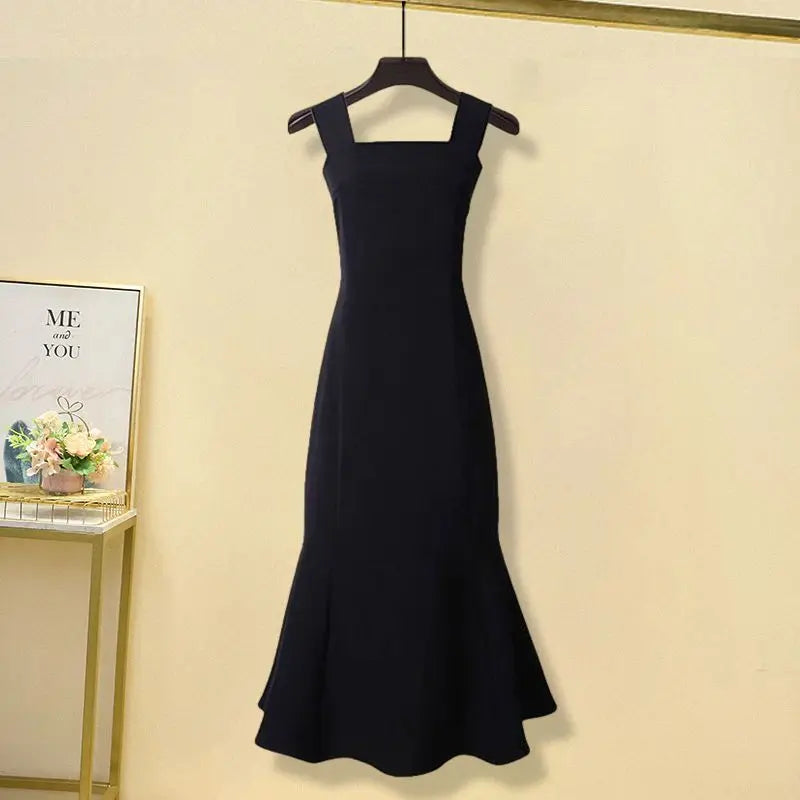 Autumn/Winter New Fashion Hooded Knit Sweater Dress Two Piece Suit Women's Korean Elegant Cardigan Strap Skirt Matching Set Dress 03