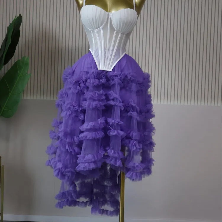 CM.YAYA Women's Dress Set Tunic Irregular Crop Top and Irregular Ball Gown Maxi Long Skirt Suit 2025 Two 2 Piece Set Outfits