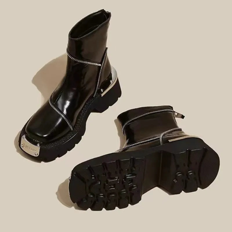 Primavera 2024 mulheres sapatos de plataforma meados de salto marca chelsea botas designer gladiador tornozelo bombas bombas punk motocicleta botas 