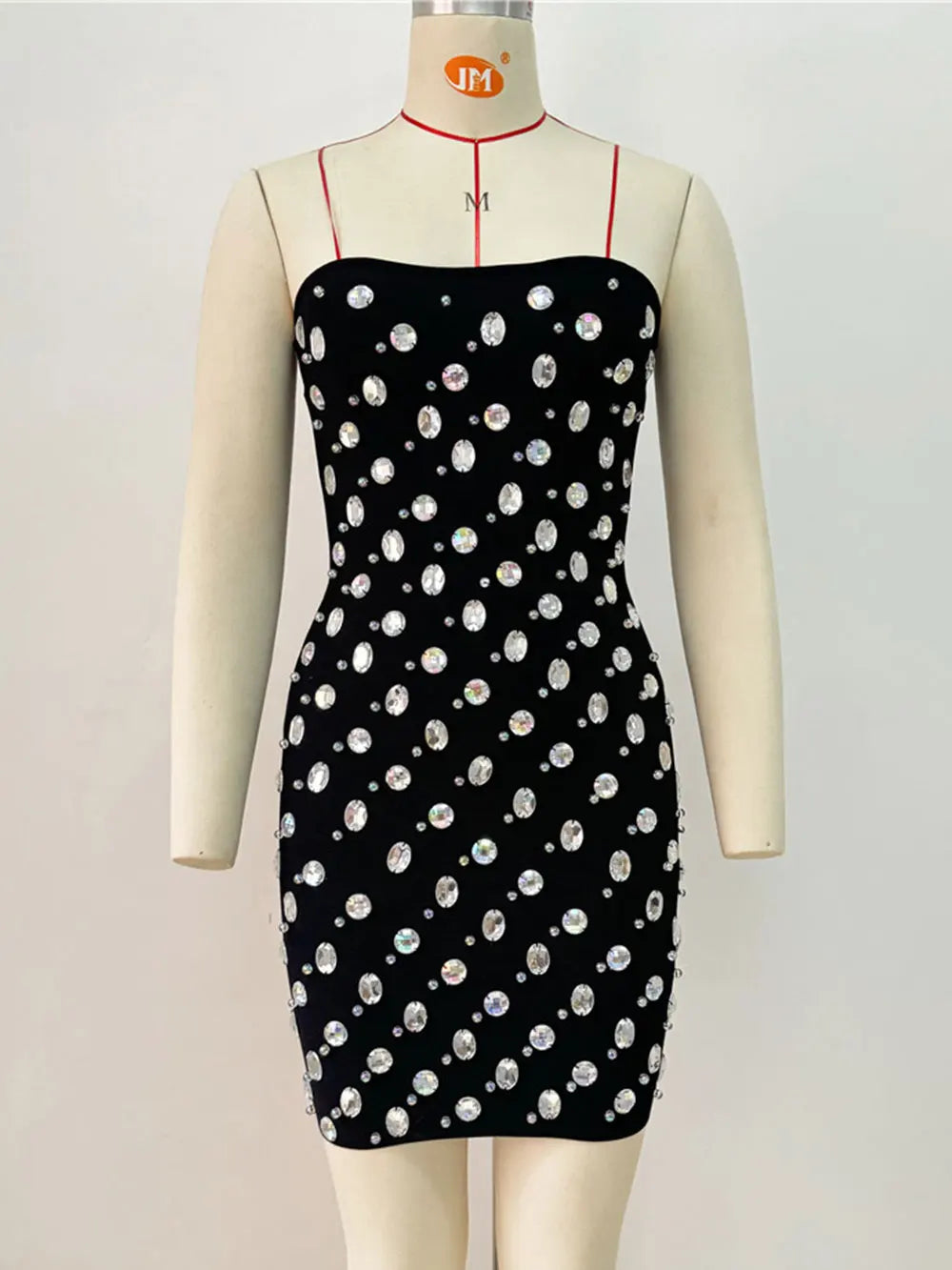 2025 Spring Sexy Women's Light Luxury Nail Bead Bandage Dress Strapless Sleeveless Bodycon Bareback Mini Dresses Party Vestidos